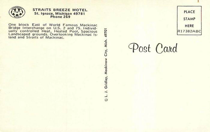 Straits Breeze Motel - Old Postcard Photo